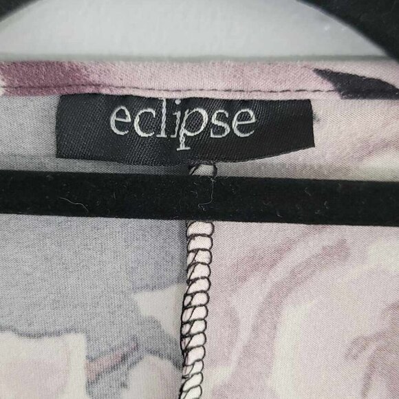 Eclipse cardigan. EUC Black with floral pattern in purple, grey and white. - Picture 3 of 5